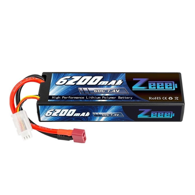 1/2units Zeee 7.4V 60C 6200mAh Lipo Battery - with Deans Plug 2S Hardcase RC Lipo Battery for RC Car Truck Vehicles Truggy Boat 1Unit Deans Plug