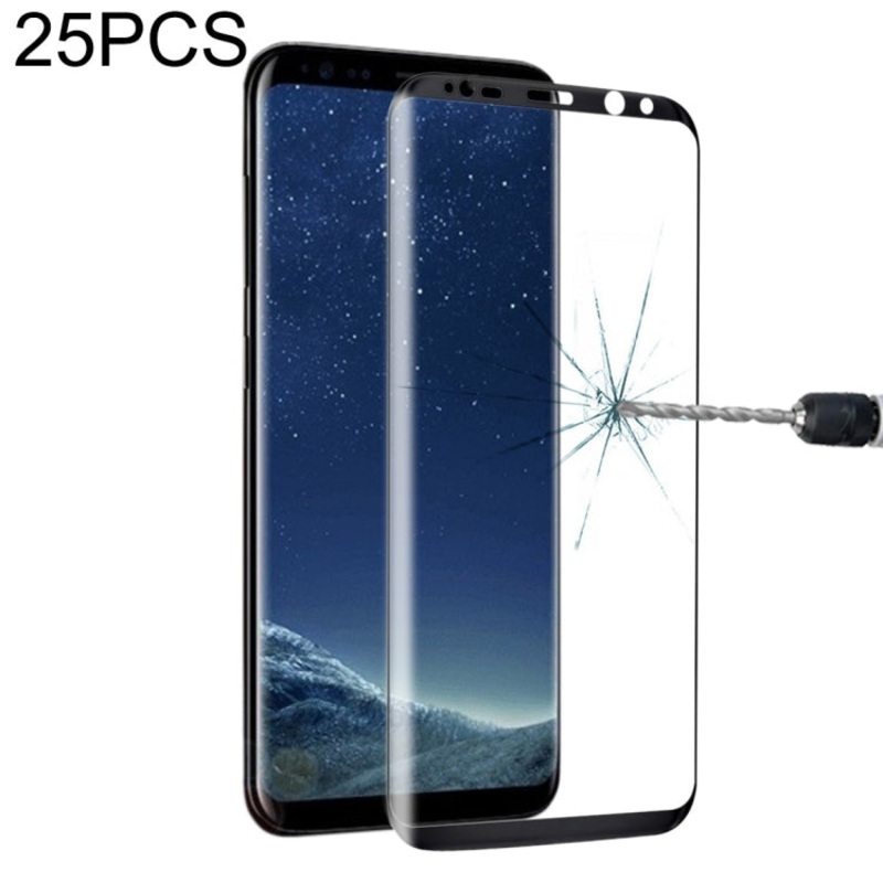 25 PCS For Galaxy S8 Plus Full Screen Edge Glue Tempered Glass Screen Protector(Black)