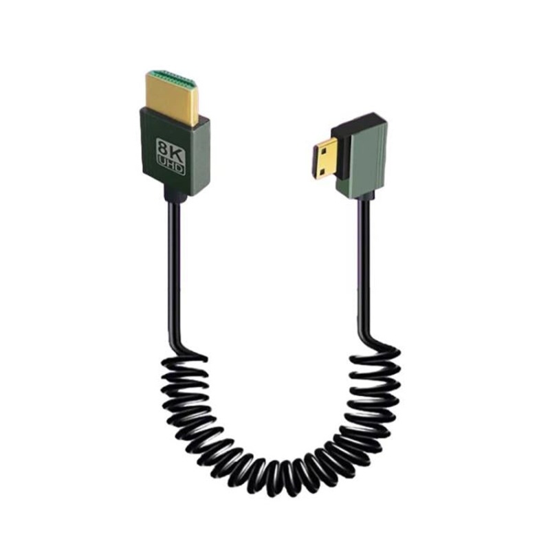 8K 60HZ HDMI 2.1 Spring Cable 0.5m Length, Spec: Mini HDMI Left Bend