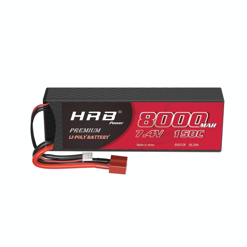 HRB Lipo 2S 2S2P Battery 7.4V 8000mah - 100C Hard Case T Deans XT60 XT90 EC5 Plug 4WD Car FPV Airplanes Truck RC Parts EC5