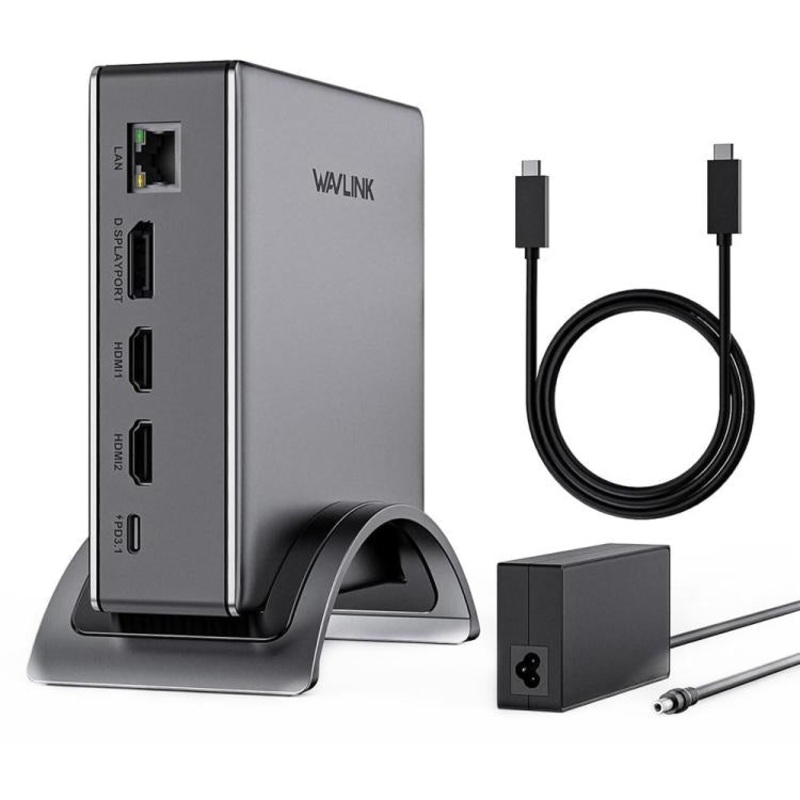 WAVLINK UMD27PRO 8K 30Hz / 4K 144Hz 140W PD HUB Adapter, Plug:UK Plug