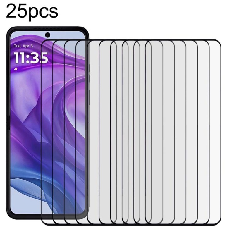 For Motorola Razr 50 Ultra 25pcs Full Glue 9H HD 3D Curved Edge Tempered Glass Film(Black)