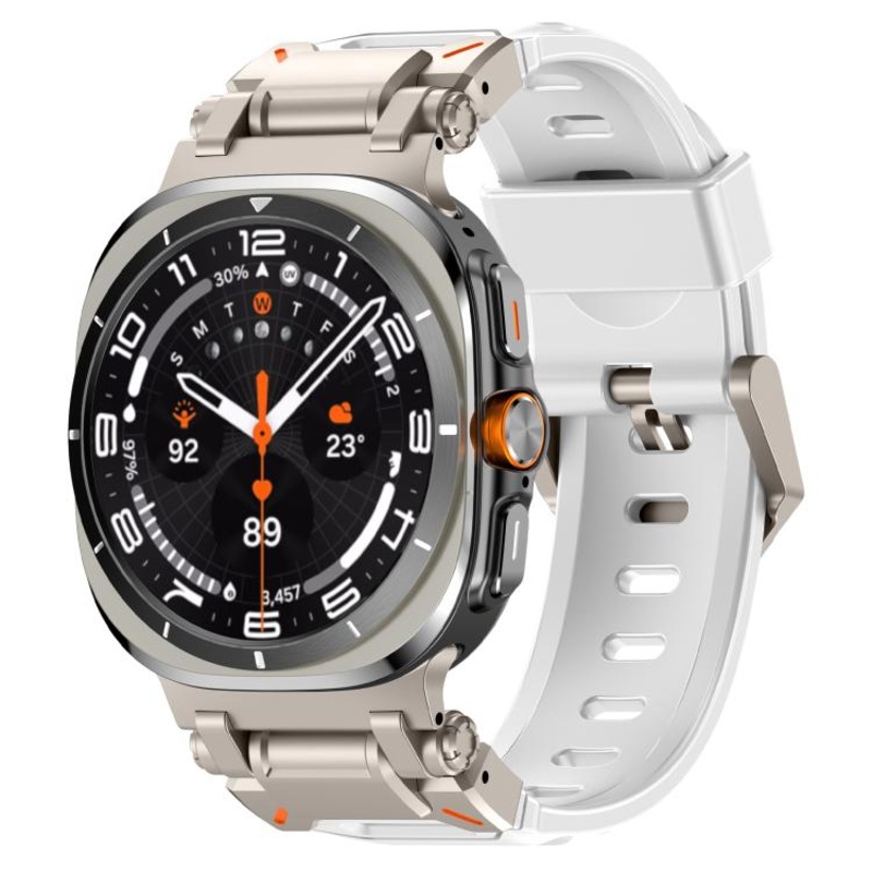 For Samsung Galaxy Watch Ultra 47mm / Ultra 2025 Explorer Metal Head Fluororubber Watch Band(Titanium White)
