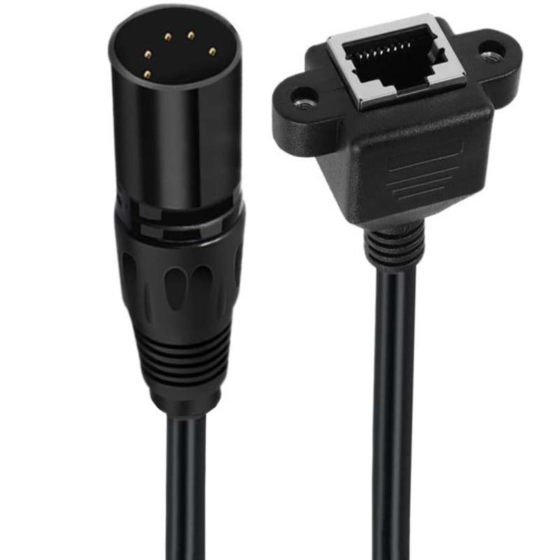 XLR 5 Pin Male to RJ45 Female Audio Cable, Length: 30cm(Black)