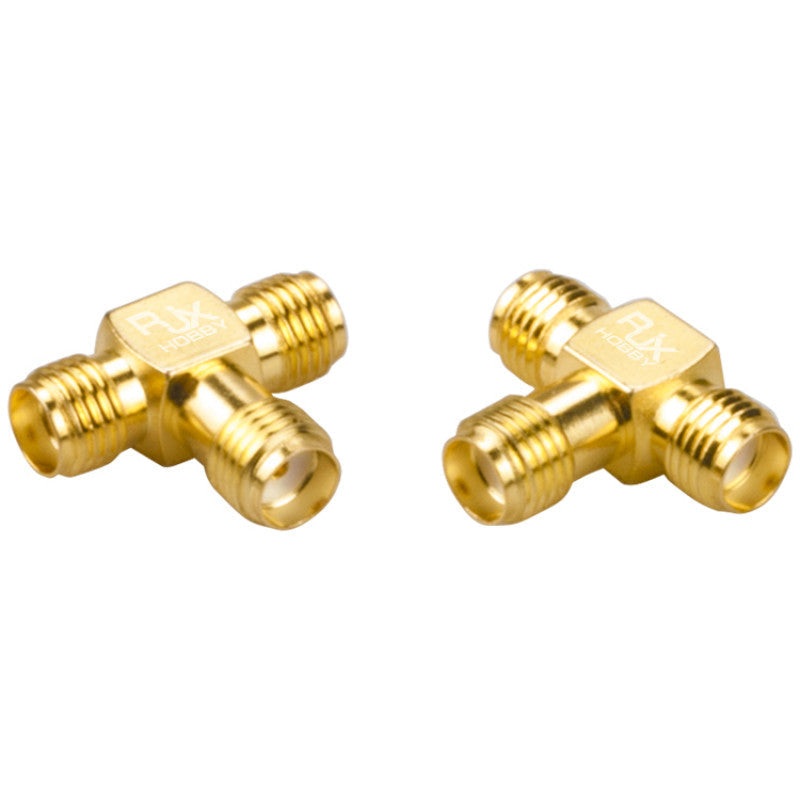 2pcs RJX SMA Female (Hole) Triple T 3-Way RF Coaxial Adapter Connector, Dual SMA Female Splitter