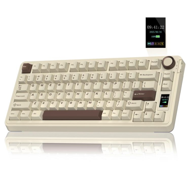 AULA S75 Pro 80 Keys wired/2.4G/Bluetooth Three Model Customizable Gradient Mechanical Keyboard(Milk Coffee + Dark Coffee)