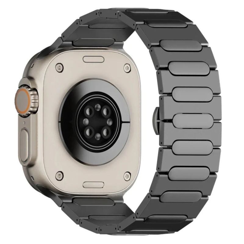 For Apple Watch Ultra 49mm Oval Butterfly Buckle Titanium Alloy Watch Band(Grey)