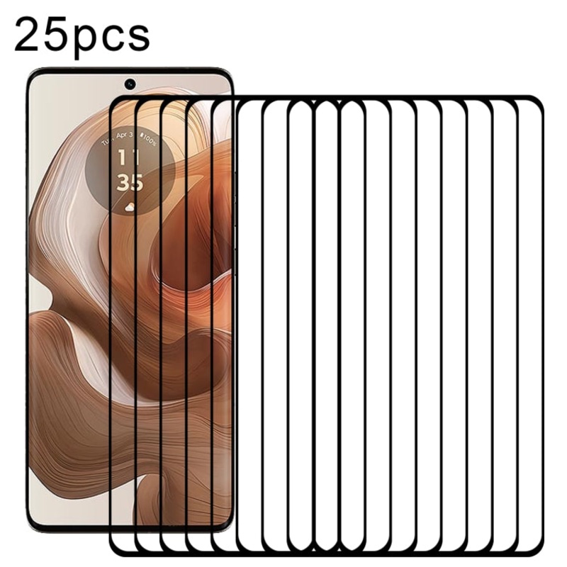 For Motorola Edge 50 Ultra / Edge 50 25pcs Edge Glue 9H HD 3D Curved Edge Tempered Glass Film(Black)