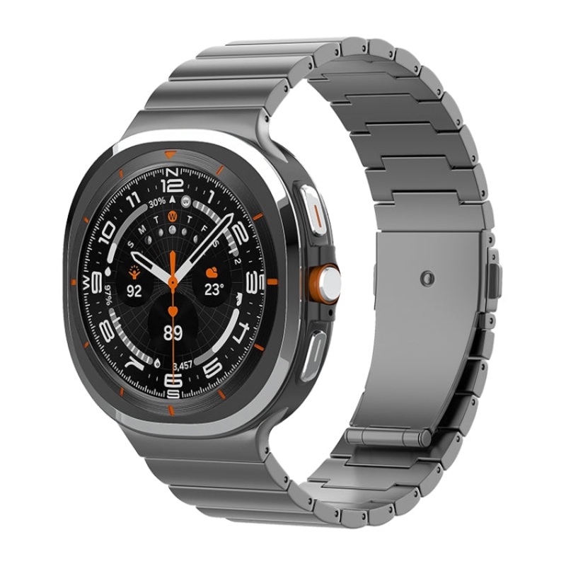 For Samsung Galaxy Watch Ultra / Ultra 2025 One Bead Flat Buckle Pure Titanium Watch Band(Grey)