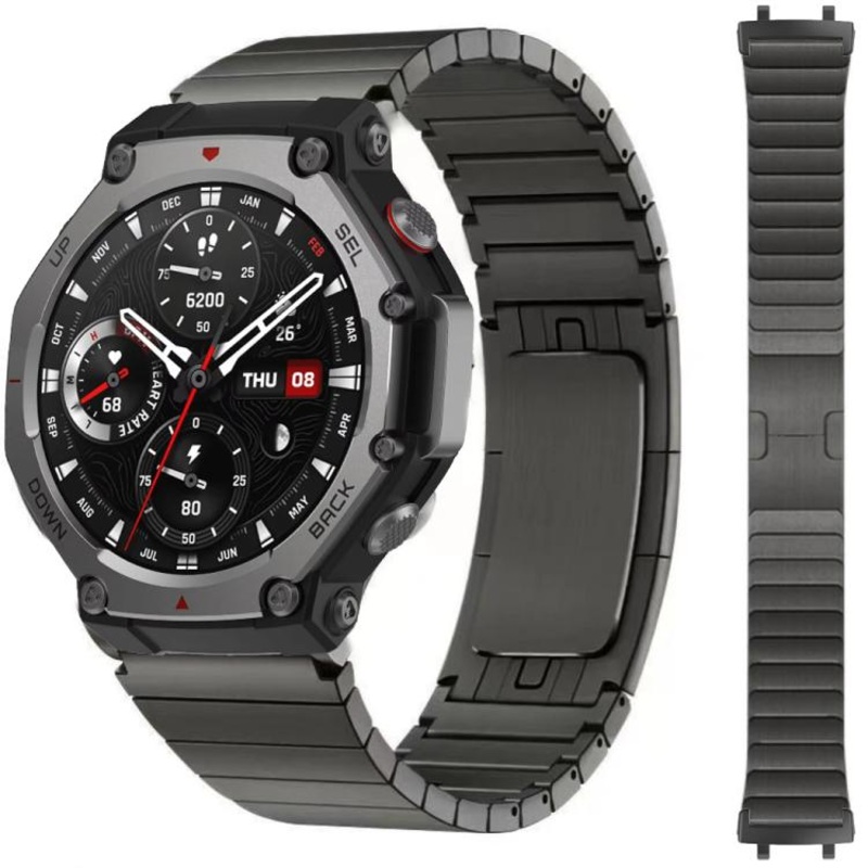 For Amazfit T-Rex Pro One Beads Side Detachable Titanium Alloy Watch Band(Grey)