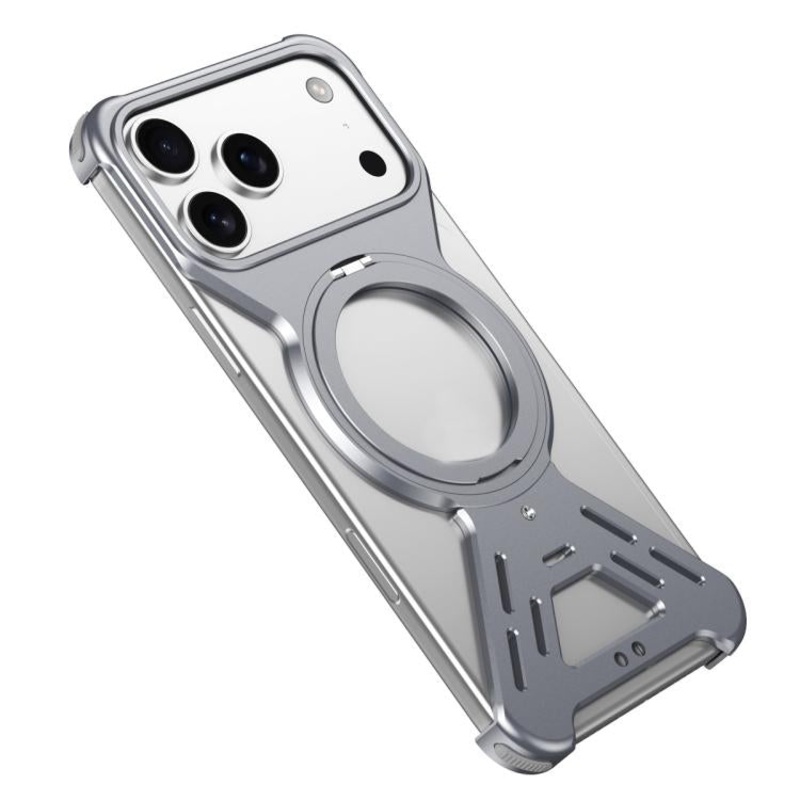For iPhone 17 Pro Max Armor 360 Holder Frameless Alloy MagSafe Phone Case(Space Gray)