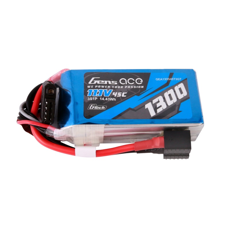 Gens ace 1300mAh 3S 45C 11.1V G-Tech LiPo Battery Pack with EC3 and Deans Adapter (G-tech-4P)