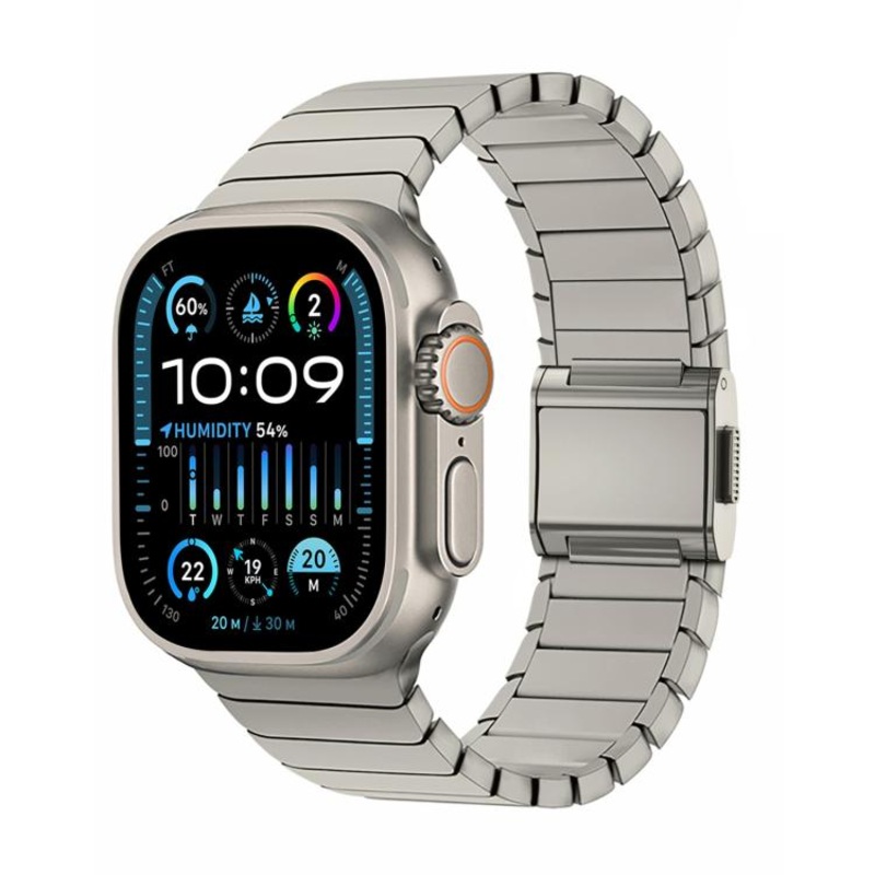 For Apple Watch 46mm / 49mm / 45mm / 44mm Bamboo Norman Buckle Pure Titanium Watch Band(Titanium)