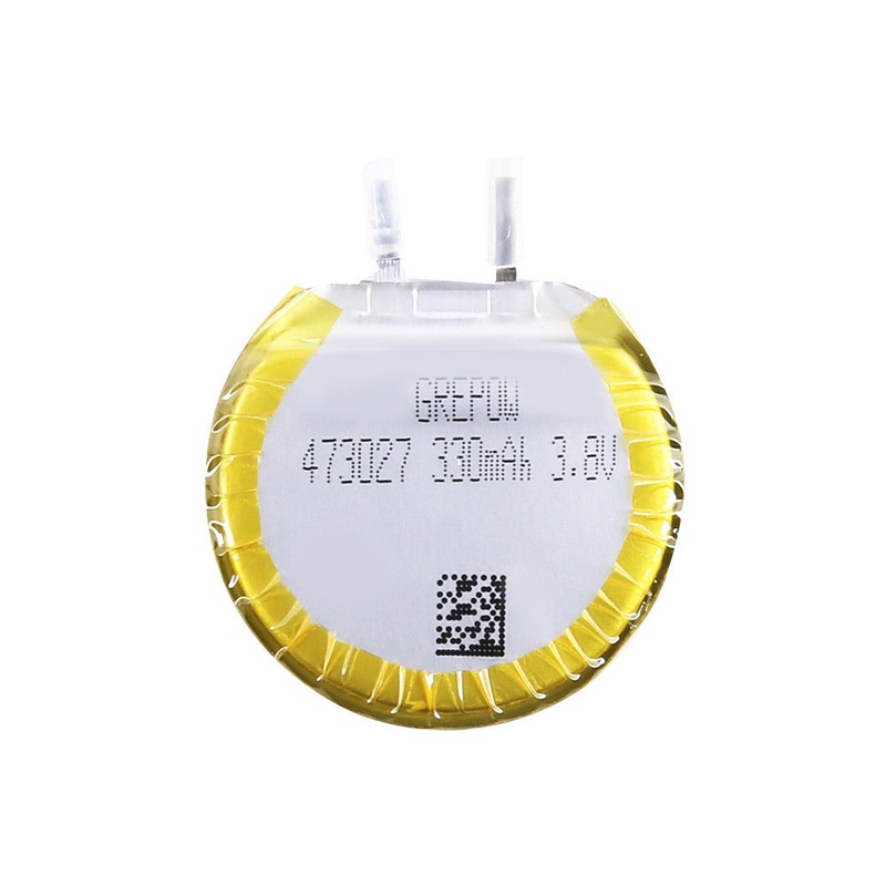 Grepow 4730027 LiPo Battery 3.8V 330mAh Round Shaped 1S1P 1C, 27.730.14.55mm
