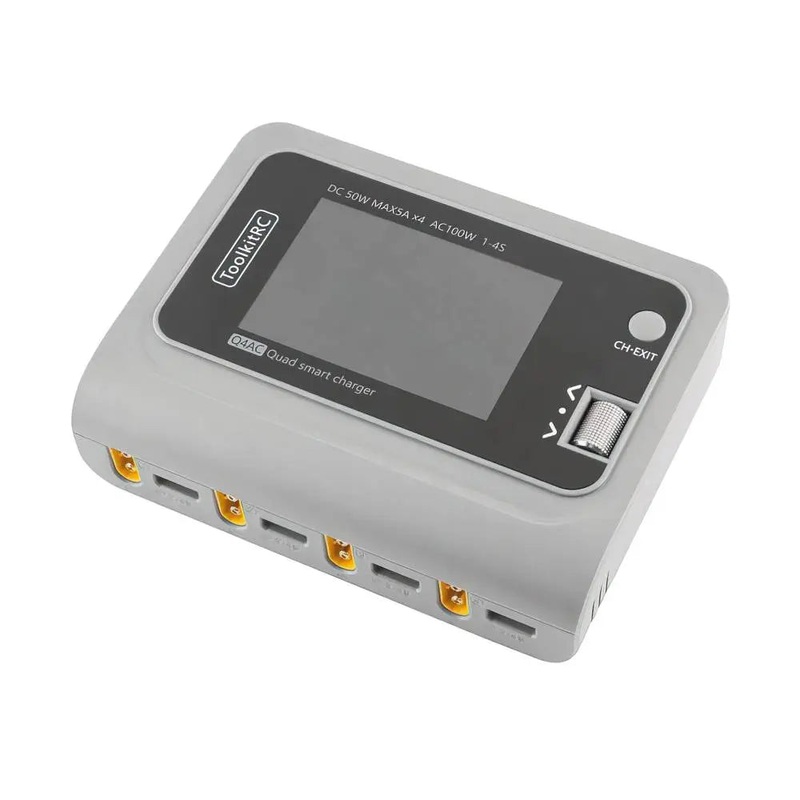 ToolkitRC Q4AC 1-4S 100W AC / 200W DC 4CH Smart Charger (XT60 Output with XT30 Adapter)