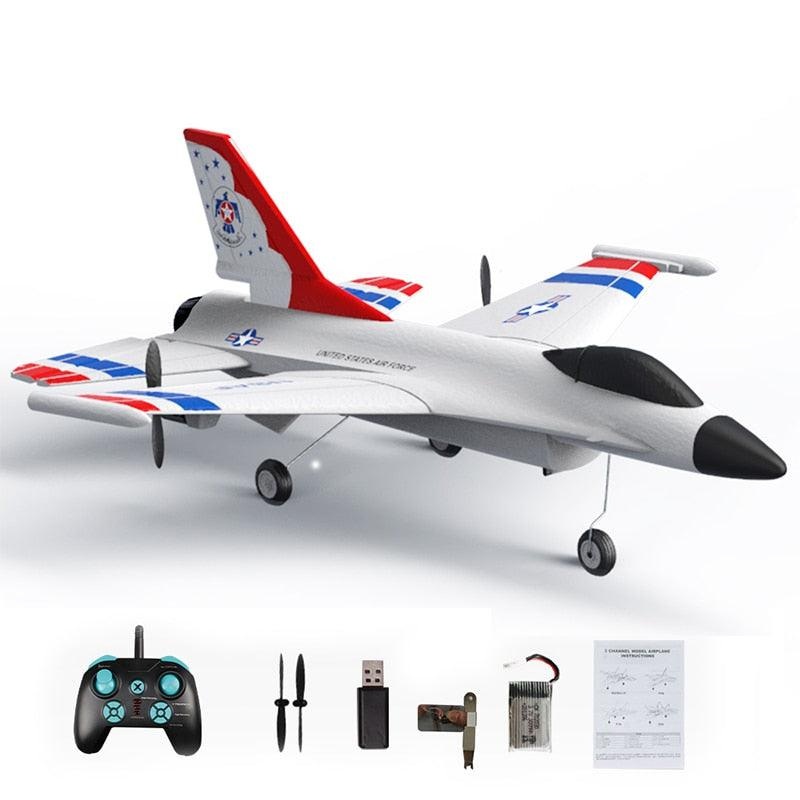 F16 Foam RC Airplane - 2/3 Channels Remote Control Aircraft 2.4G Radio Control Stunt Glider RC Fighter Plane Toys for Children Boy 2 Channels F16 1Bat