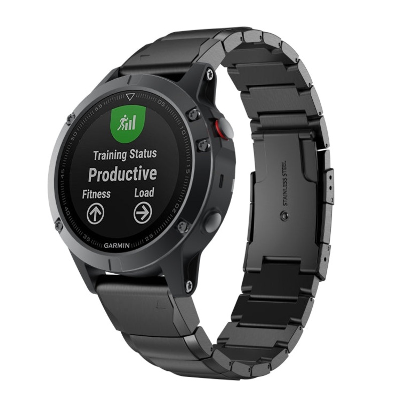 For Garmin Fenix 7S Tortoise Shell 20mm Stainless Steel Watch Band(Black)