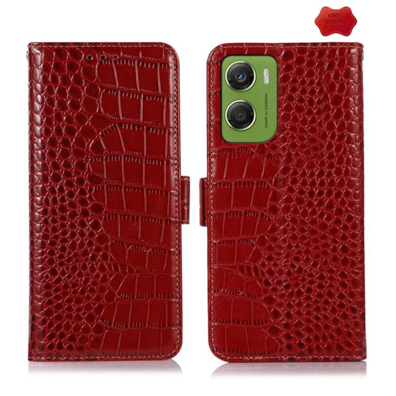 For Motorola Moto G06 4G Crocodile Top Layer Cowhide Leather Phone Case(Red)