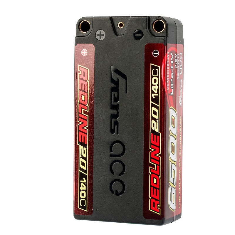 Gens ace Redline 2.0 6500mAh 2S 7.6V 140C Shorty Hardcase LiPo Battery Pack, 5.0mm Bullet