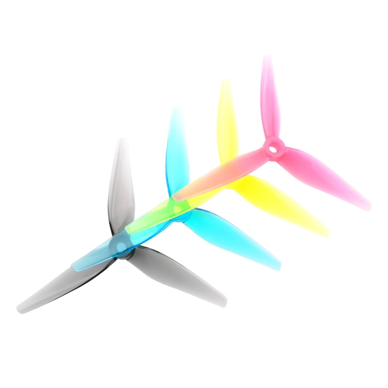 HQProp 5135V2 (R35V2) 5.1in 3-Blade Polycarbonate Propeller Set, 5mm Shaft (2CW+2CCW) Grey