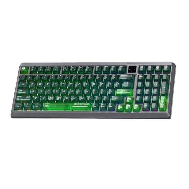 LANGTU T98 Bluetooth / Wireless / Wired Triple-Mode Mechanical Keyboard Hot-Swappable Full N-Key Rollover Gaming Keyboard, Style: Green Shadow Illusion Glass Soul Switch 10000mAh