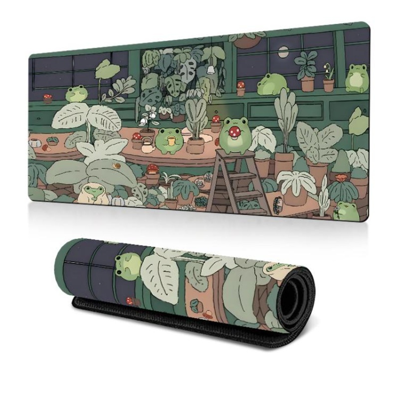 Frog Mouse Pad Cute Green Desk Mat With Non-Slip Rubber Base For Computer Laptop 300x800x2mm(Pattern 1)
