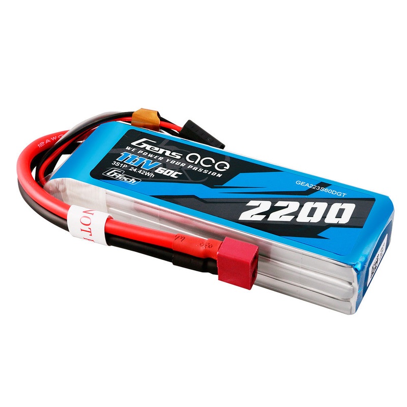 Gens ace G-Tech 2200mAh 3S1P 11.1V 60C LiPo Battery Pack with Deans Connector (G-tech-4P)