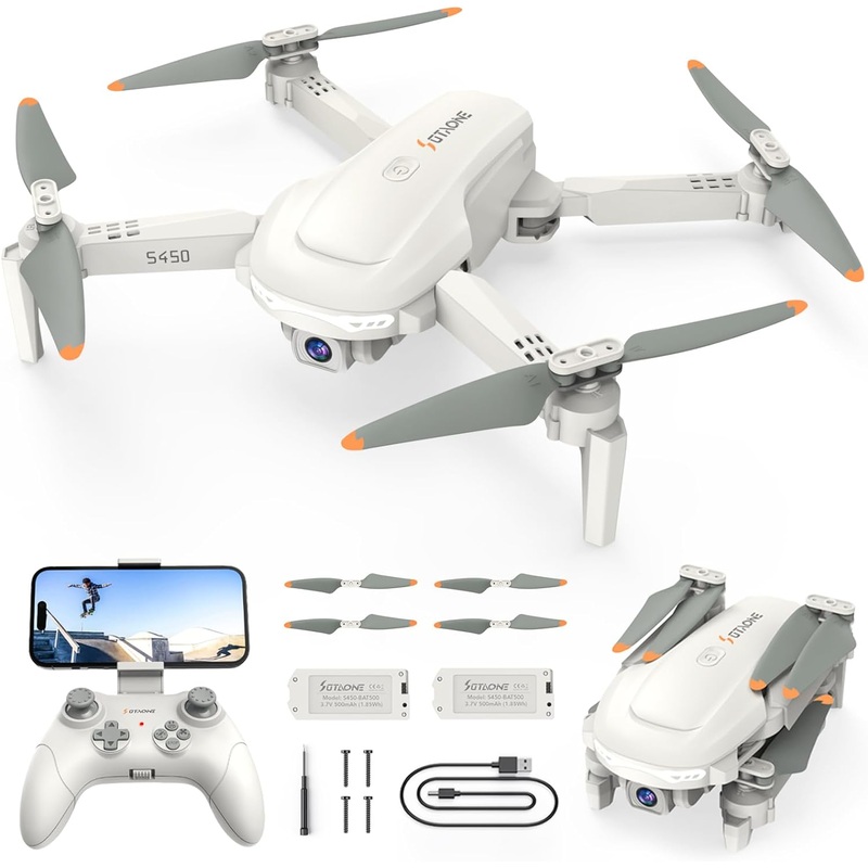 SOTAONE S450 Drone - 1080P HD FPV Drones for Kids with One Key Take Off/Land, Altitude Hold, Mini Foldable Drone with 2 Batteries