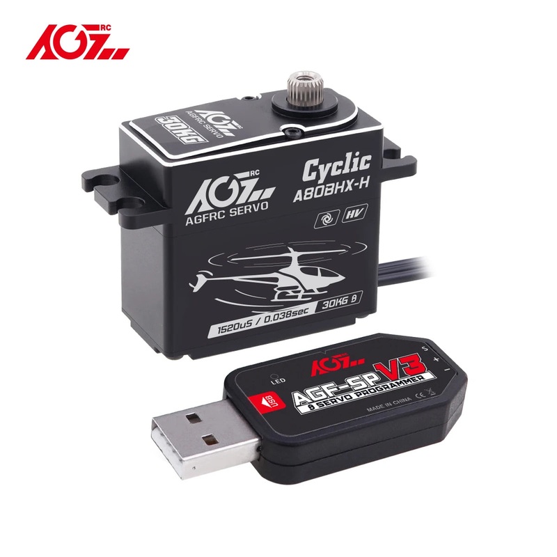 AGFRC A80BHX-H - 8.4V 30KG Programmable Helicopter Cyclic Servo High Torque High Voltage Brushless Digital Motor For RC Helicopter A80BHP-H Tail
