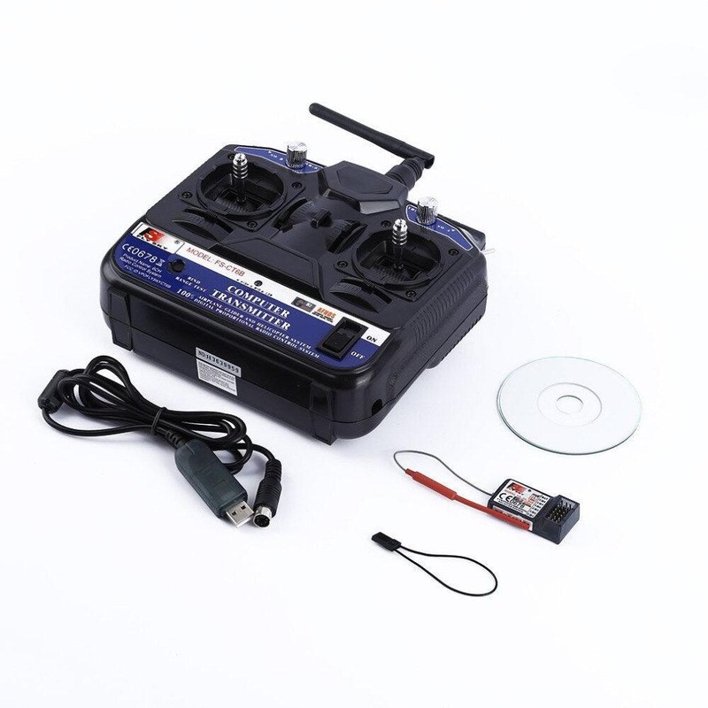 Flysky FS-CT6B 2.4G 6-Channel AFHDS Transmitter with FS-R6B Receiver for RC Quadcopter Multirotor Drone Airplane Mode 2 Left hand
