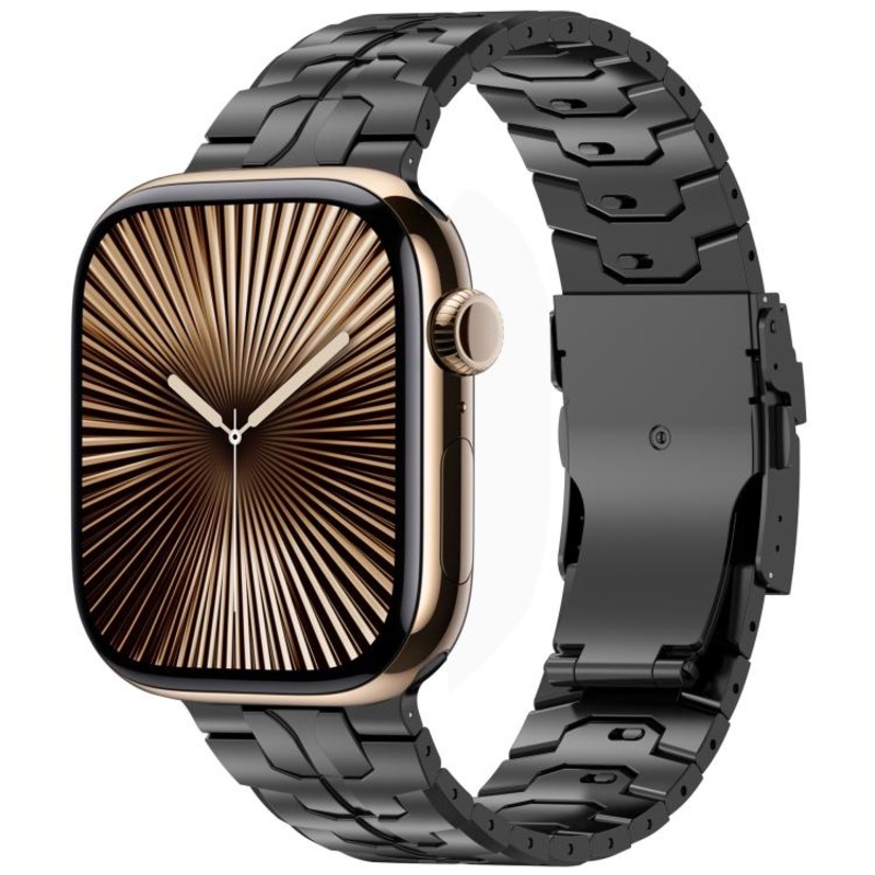 For Apple Watch 42mm / 41mm / 40mm / 38mm Detachable Safety Clasp Titanium Alloy Watch Band(Black)