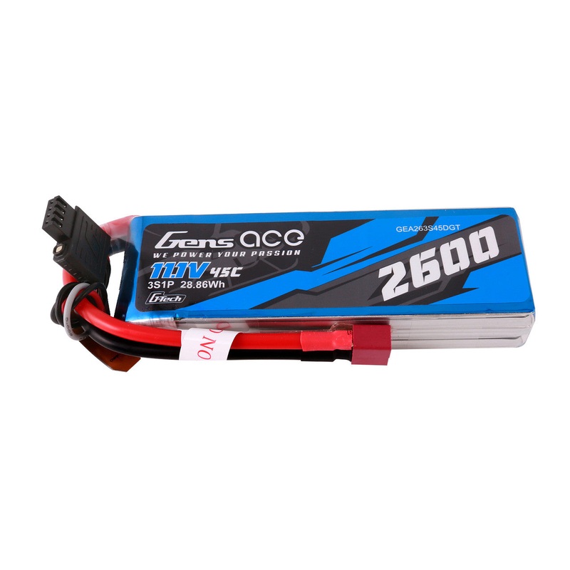 Gens ace 2600mAh 3S 45C 11.1V G-Tech LiPo Battery Pack with Deans Plug, G-Tech-4P Balance Lead