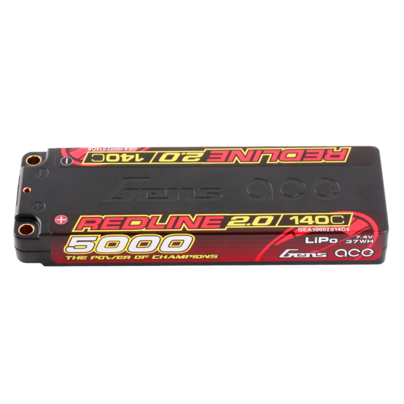 Gens ace Redline 2.0 Hardcase LiPo Battery Pack 56# 5000mAh 2S 7.4V 140C w/ 5.0mm bullet