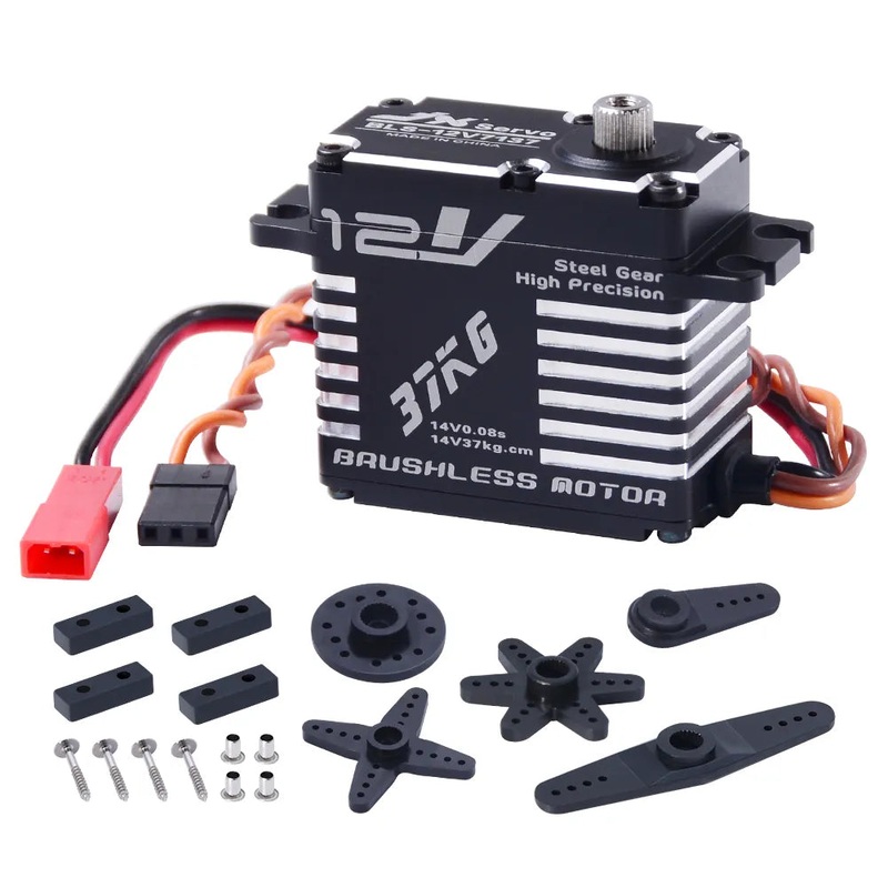 JX Servo BLS-12V7137 - 14V 37kg 120 0.08sec/60 High Precision Steel Gear Full CNC Digital Brushless Servo for RC Car Crawler Boat Robot