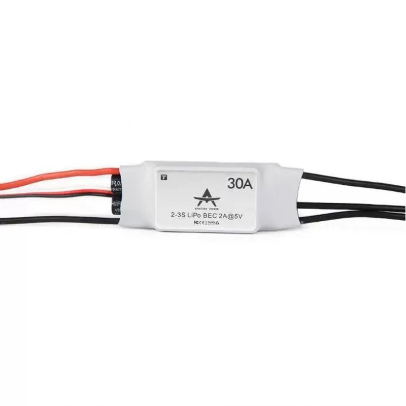 T-Motor AT30A ESC for Fixed-Wing RC Aircraft, 2-3S LiPo Support, Programmable Brake/Cutoff/Timing