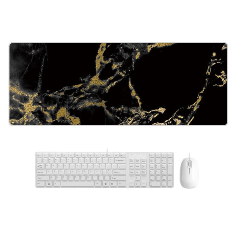 400x900x2mm Marbling Wear-Resistant Rubber Mouse Pad(Black Gold Marble)