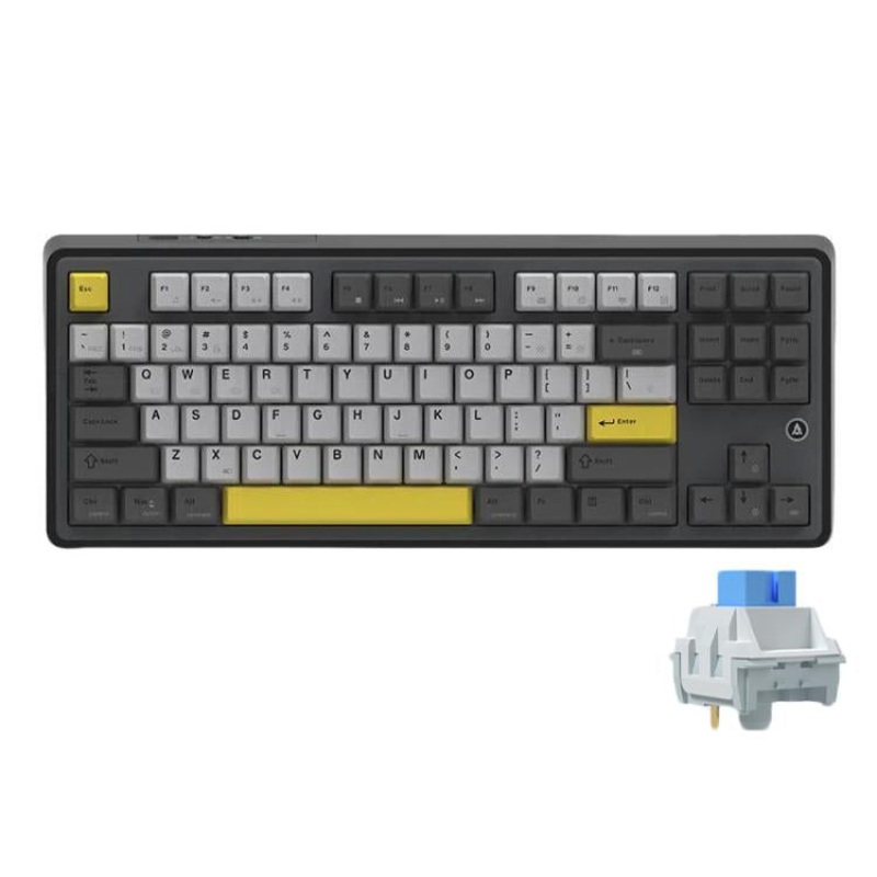 Ajazz AK870 Wireless Bluetooth Tri-mode Mechanical Keyboard RGB DIY Custom Hot Swap Gaming Keyboard, Style: Flying Fish Axis Black