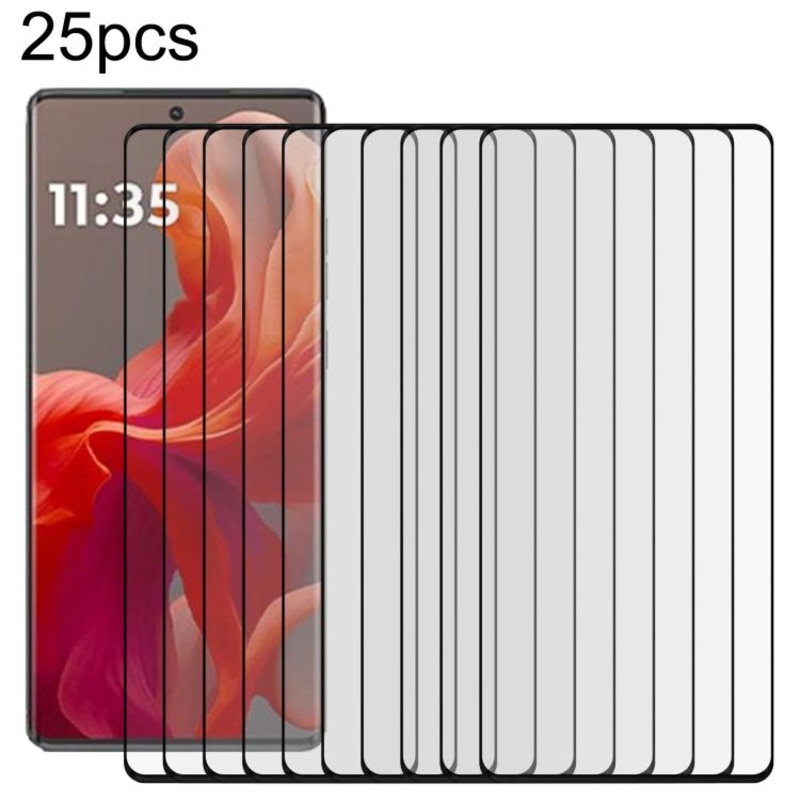 For Motorola S50 Neo 25pcs Full Glue 9H HD 3D Curved Edge Tempered Glass Film(Black)