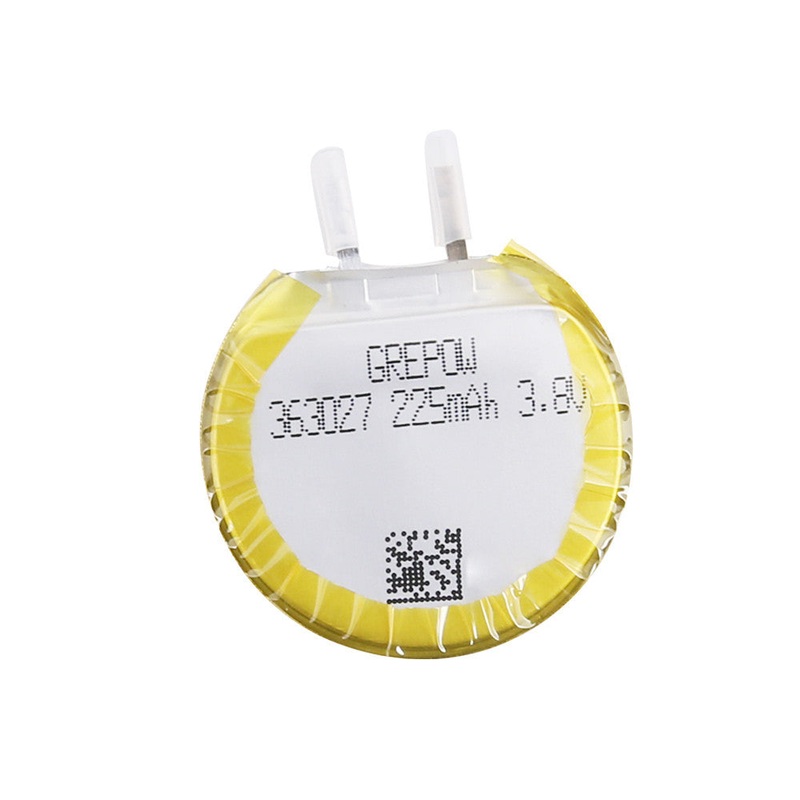 Grepow 3630027 3.8V 225mAh 1S LiPo Battery, Round Shaped 27.730.13.45mm, 1C