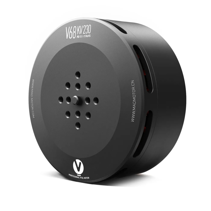 MAD V68 IPE V1.0 230KV eVTOL Drone Motor, 13.9kgf Max Thrust, IP35, 12mm Shaft, 12S