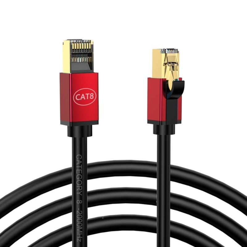 2m Home Fiber Bandwidth 10 Gigabit CAT8 Network Cable(Red)