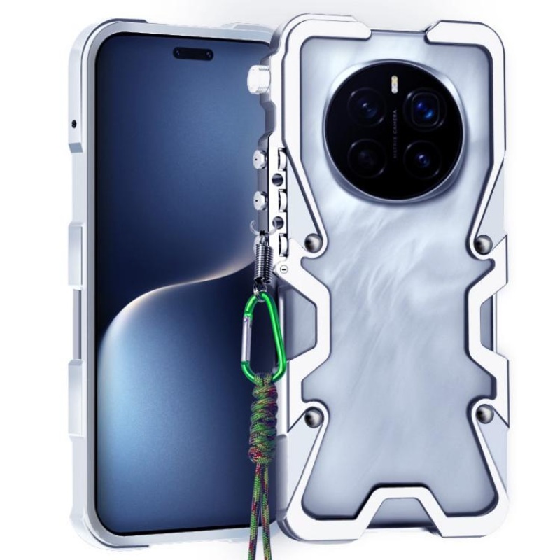 For Honor Magic7 Pro Trigger Design Hollow Metal Frame Phone Case with Lanyard(Black)