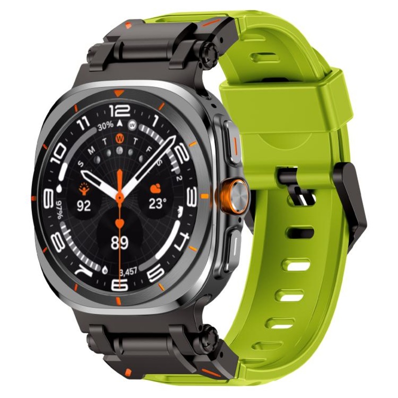 For Samsung Galaxy Watch Ultra 47mm / Ultra 2025 Explorer Metal Head Fluororubber Watch Band(Black Green)