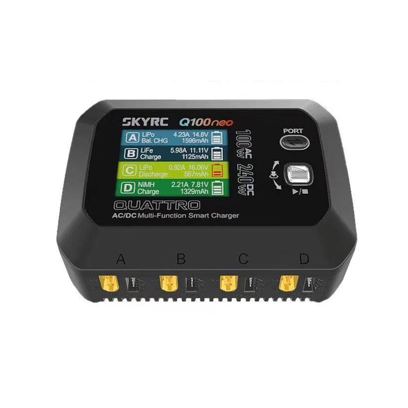 SkyRC Q100neo Smart Charger AC/DC 4-Port Balance Charger, 100W AC / 240W DC, 2.8in Display