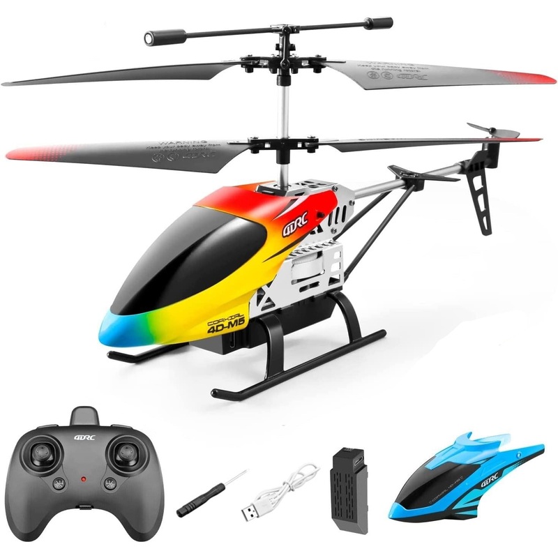 4DRC M5 RC Helicopter - 3.5 Channel Aircraft with Gyro Altitude Hold Drone Indoor Flying Kid Toy Gift for Boys Girl Red -1Battery