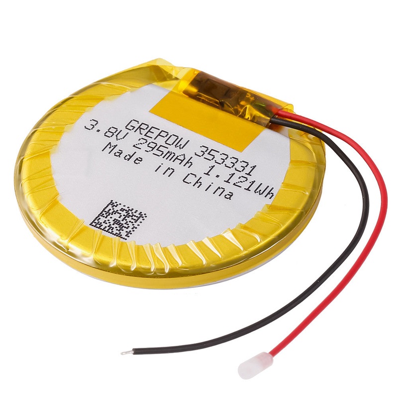 Grepow 3533031 LiPo Battery 3.8V 295mAh (Min 259mAh) 1S1P 1C Round Shaped Pack, 2.4g