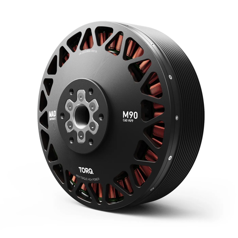 MAD M90C60 EEE 9KV Manned Drone Motor, 354-400V, 200.1 kgf Max Thrust, 12.7 kg