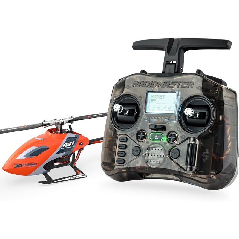 OMPHOBBY M1 EVO RC Helicopter - Dual Brushless Motor 6CH Direct-Drive 3D Flight Heli White