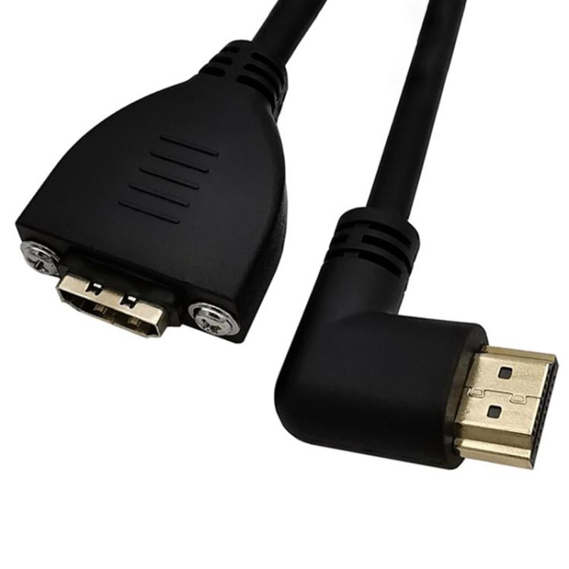 4K 60HZ 2.0 Version HDMI Male to Female Fixed Extension Cable with Screw Holes, Length:0.2m(Left Elbow)