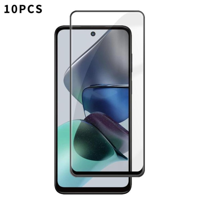 For Motorola Moto G23 10pcs Kalebol High-Aluminum Screen-Printed Full-Coverage Anti-Fingerprint Black-Bordered HD Tempered Glass Film